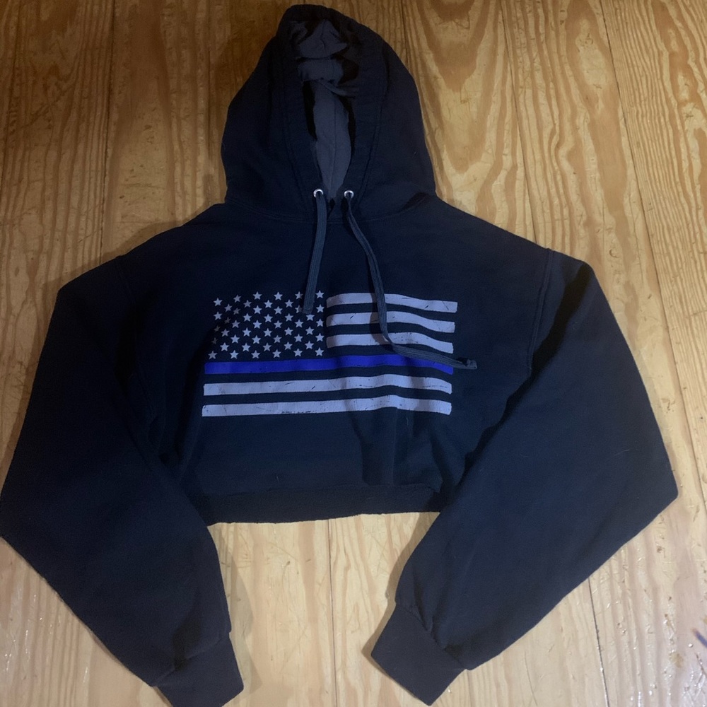 Thin blue line cropped hoodie